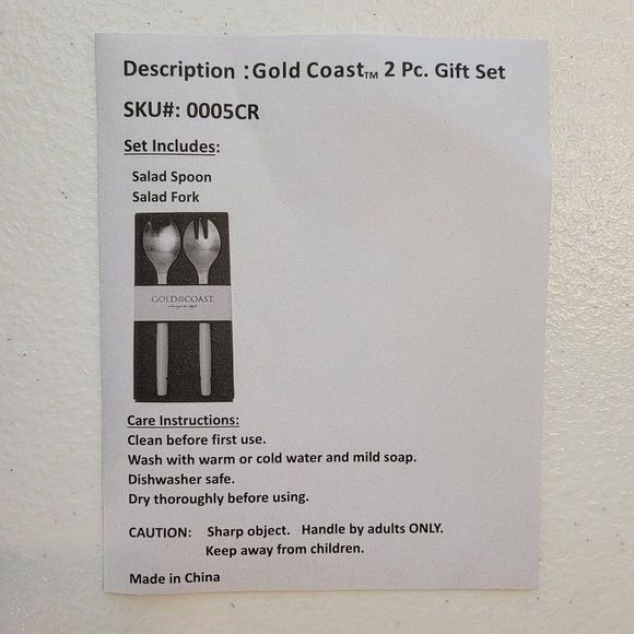 Gold Coast Always In Style 2 PC Gift Set Salad Spoon Fork Serving Set 0005CR New - Picture 4 of 9